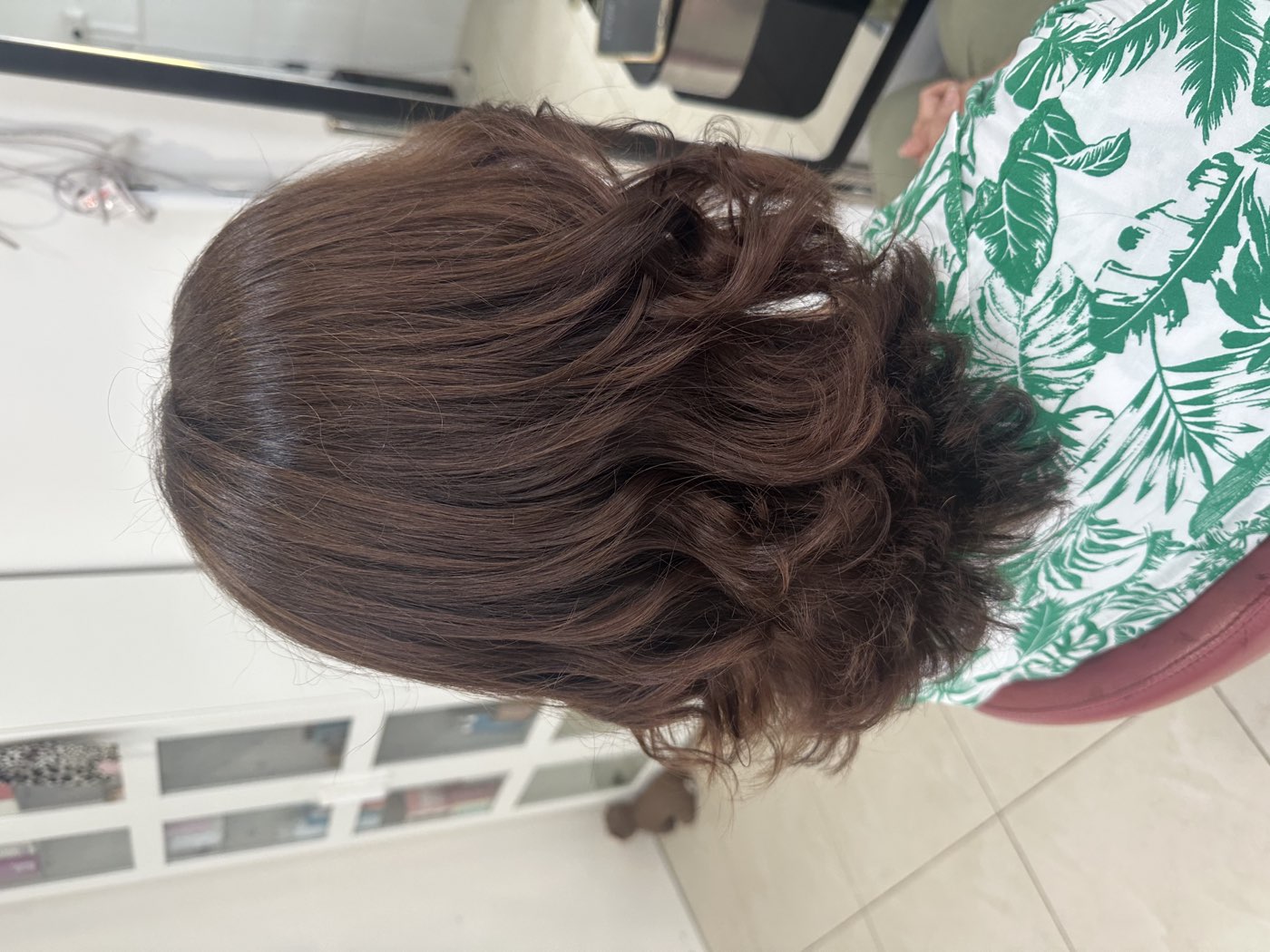 Rich brunette/burgundy tone with polish